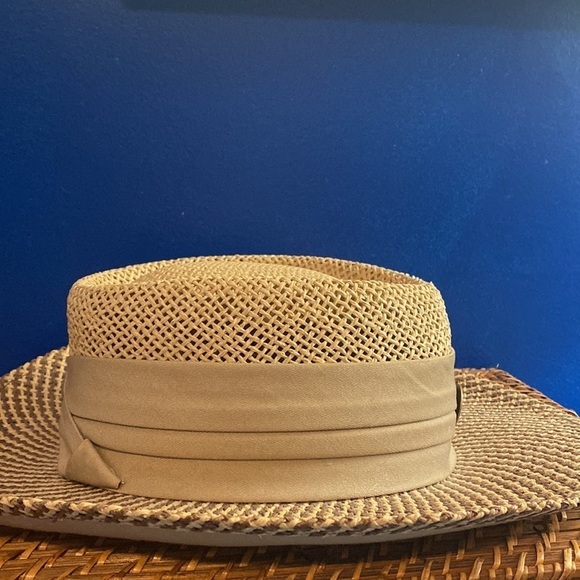 NWOT Men’s Ahead Fine Hats Sagamore Natural/Tan Gambler Straw Sun Hat Size S/M - Picture 5 of 7